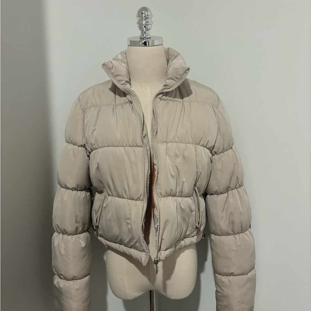 Women's Beige Puffer Jacket